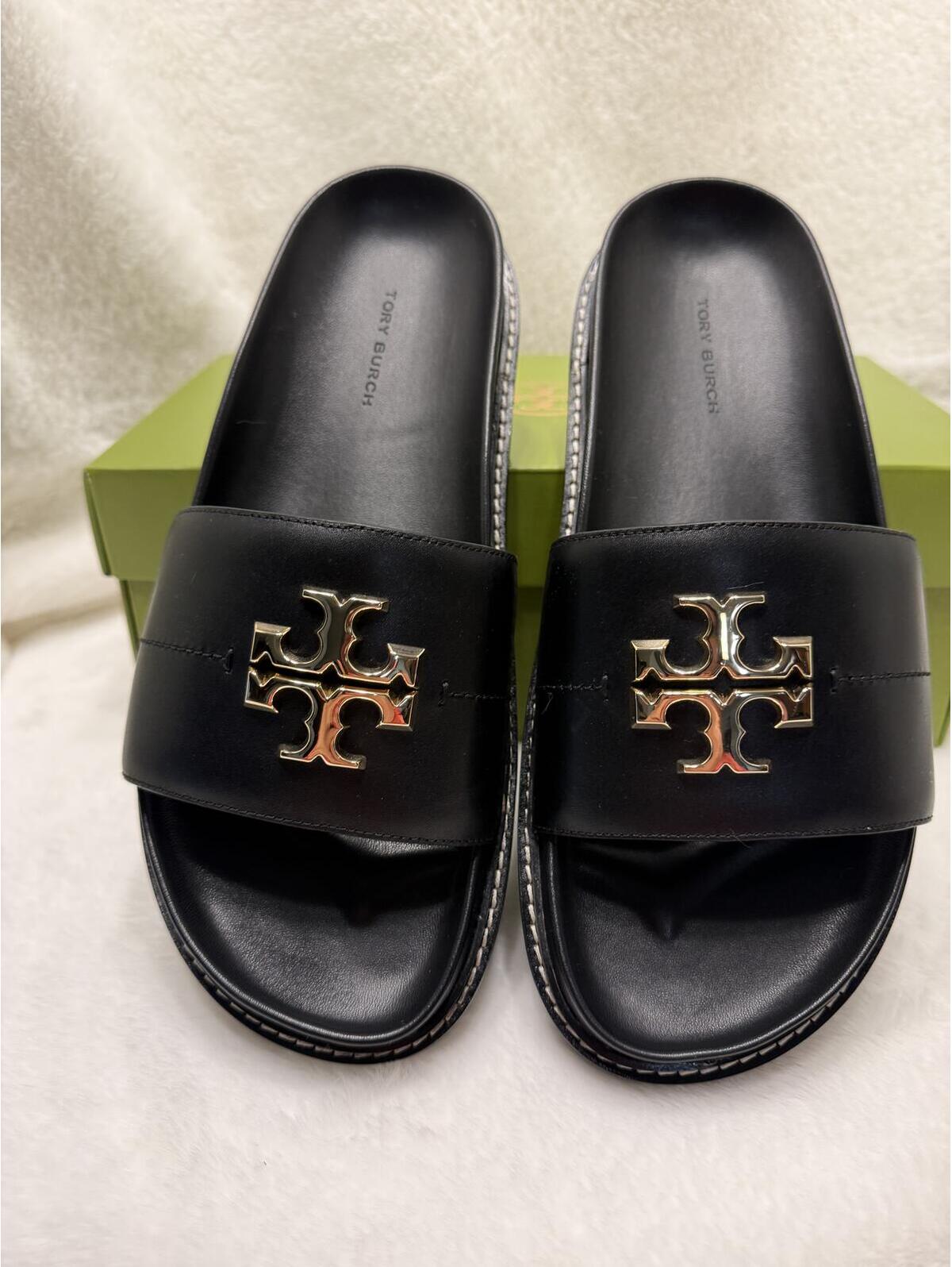 New Tory Burch Nappa Leather Everly Anatomic Lug Sandals Women's Size 9